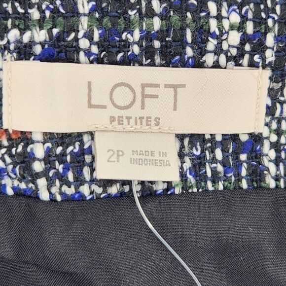Loft Petites Tweed Wool Mini Wrap Skirt Women Size 2P Retro Glam Office Academia - Picture 4 of 10